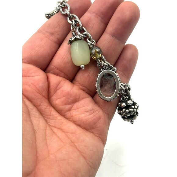 Brighton Bella Vita Rose Heart Charm Bracelet Retired Vintage - Picture 3 of 5